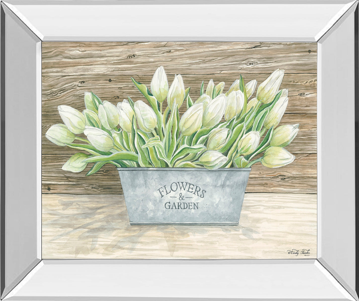 Mirrored Frame Flowers & Garden Tulips By Cindy Jacobs