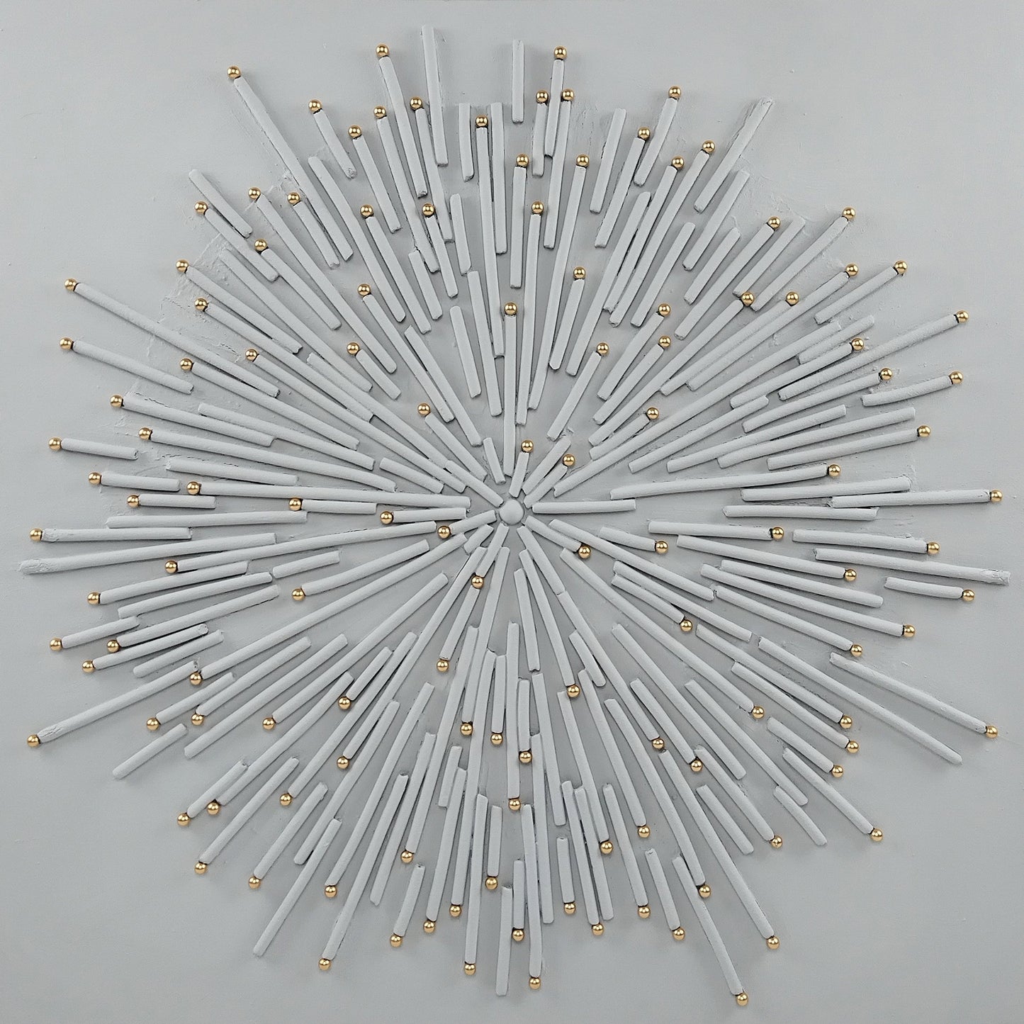 ''White Starburst'' Hand-painted Wrapped Canvas