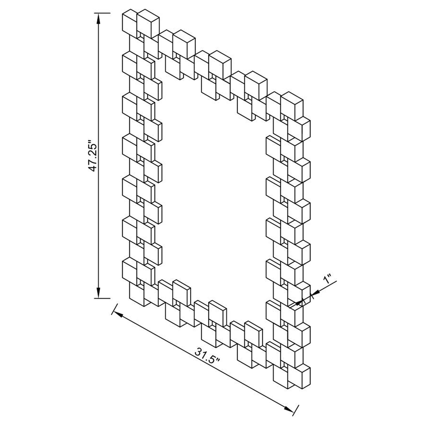 Espejo de pared rectangular sin marco Pamela de 32 x 47 pulgadas, plateado