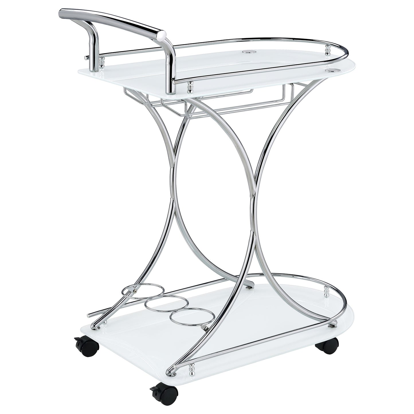 Elfman 2-tier Glass Shelf Metal Bar Cart Black and Chrome