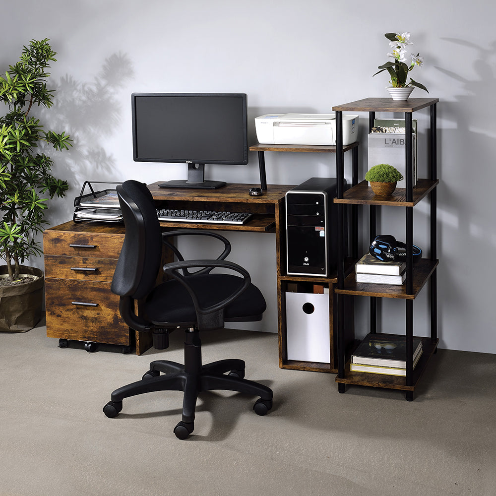 Lyphre Computer Desk - Weathered Oak & Black