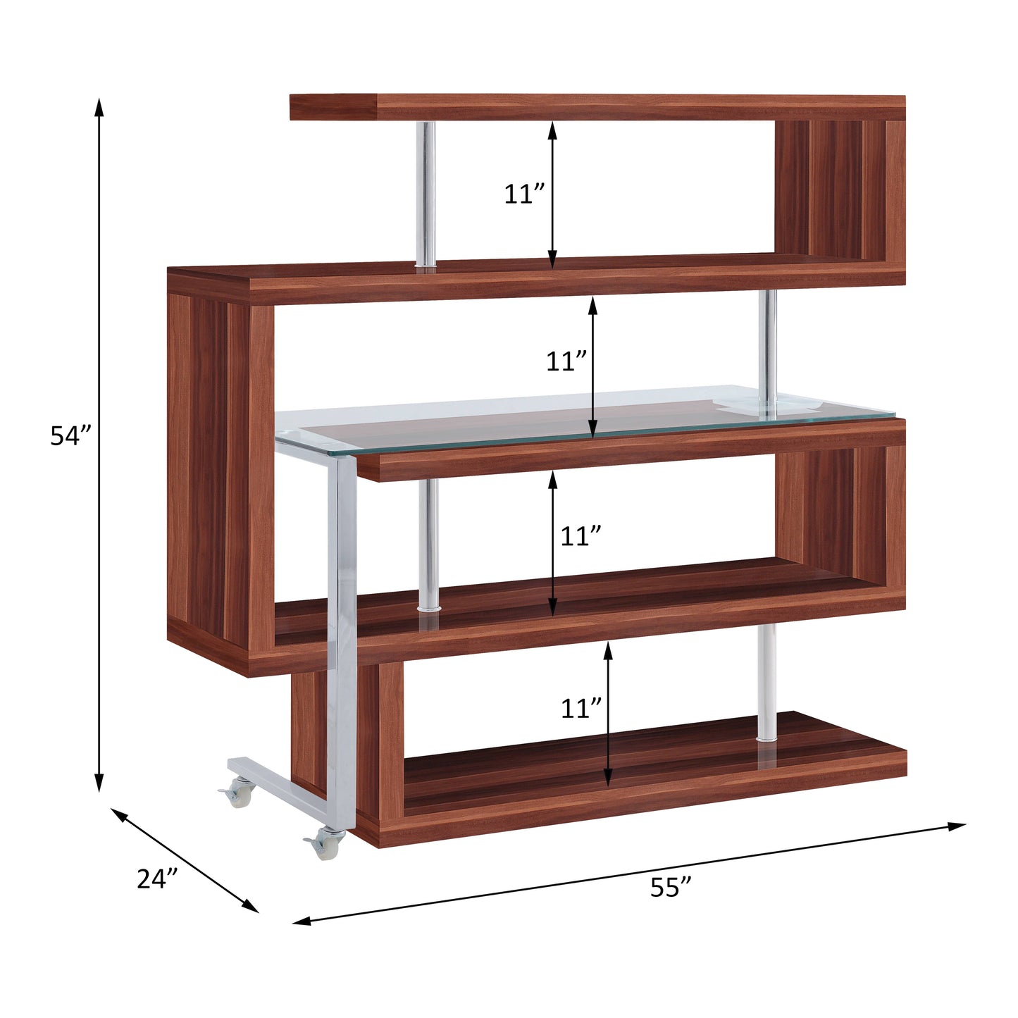 Buck II 55"L Writing Desk with Bookshelf