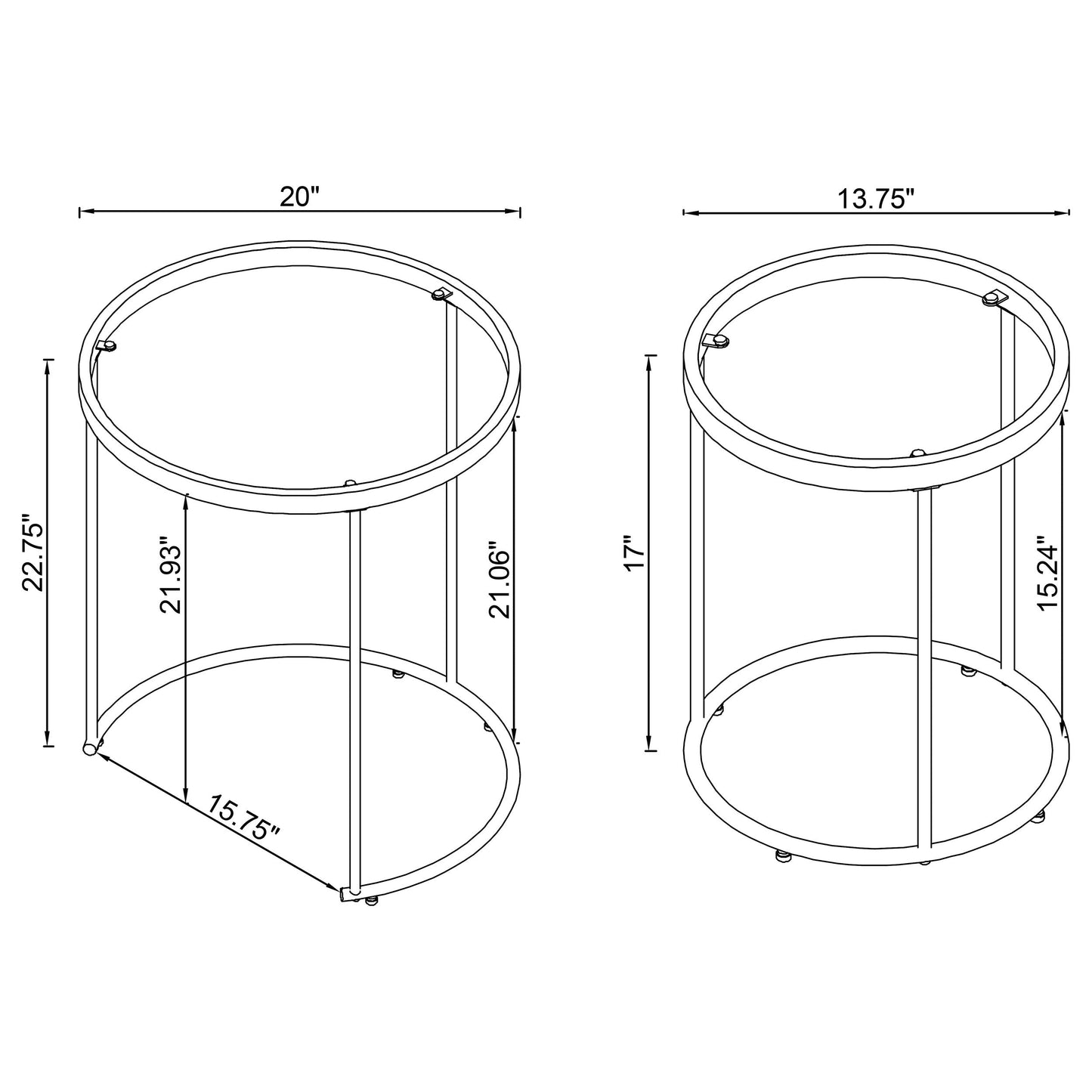 Juego de mesa nido redonda Maylin con tapa de vidrio dorada