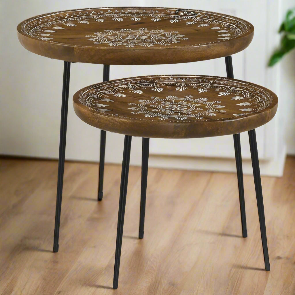 Roubd Wood Accent Side Table