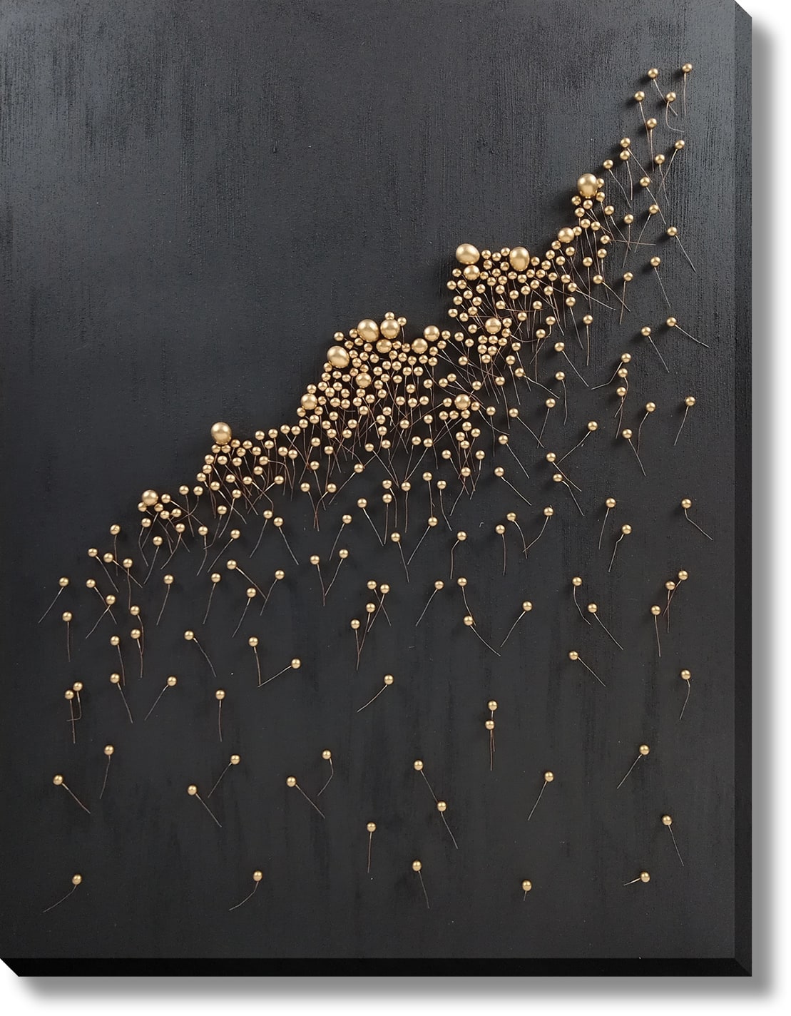 ''Golden Blossom Dimensional Abstract'' Hand-painted 3D Canvas