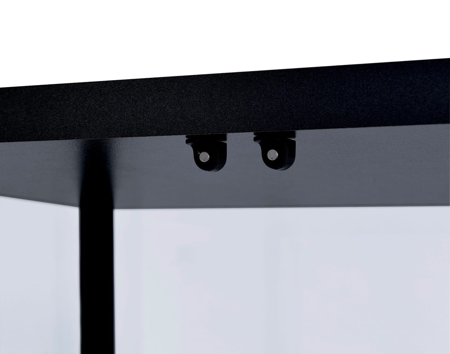 Vitrina Delphinium de 5 estantes de cristal transparente, color negro