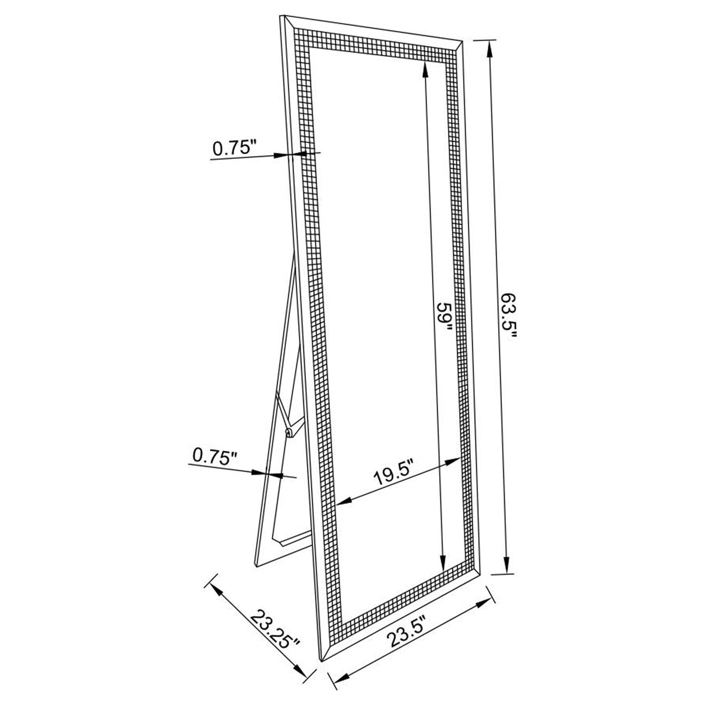 Giddish 24 x 64 Inch Length Standing Mirror Silver