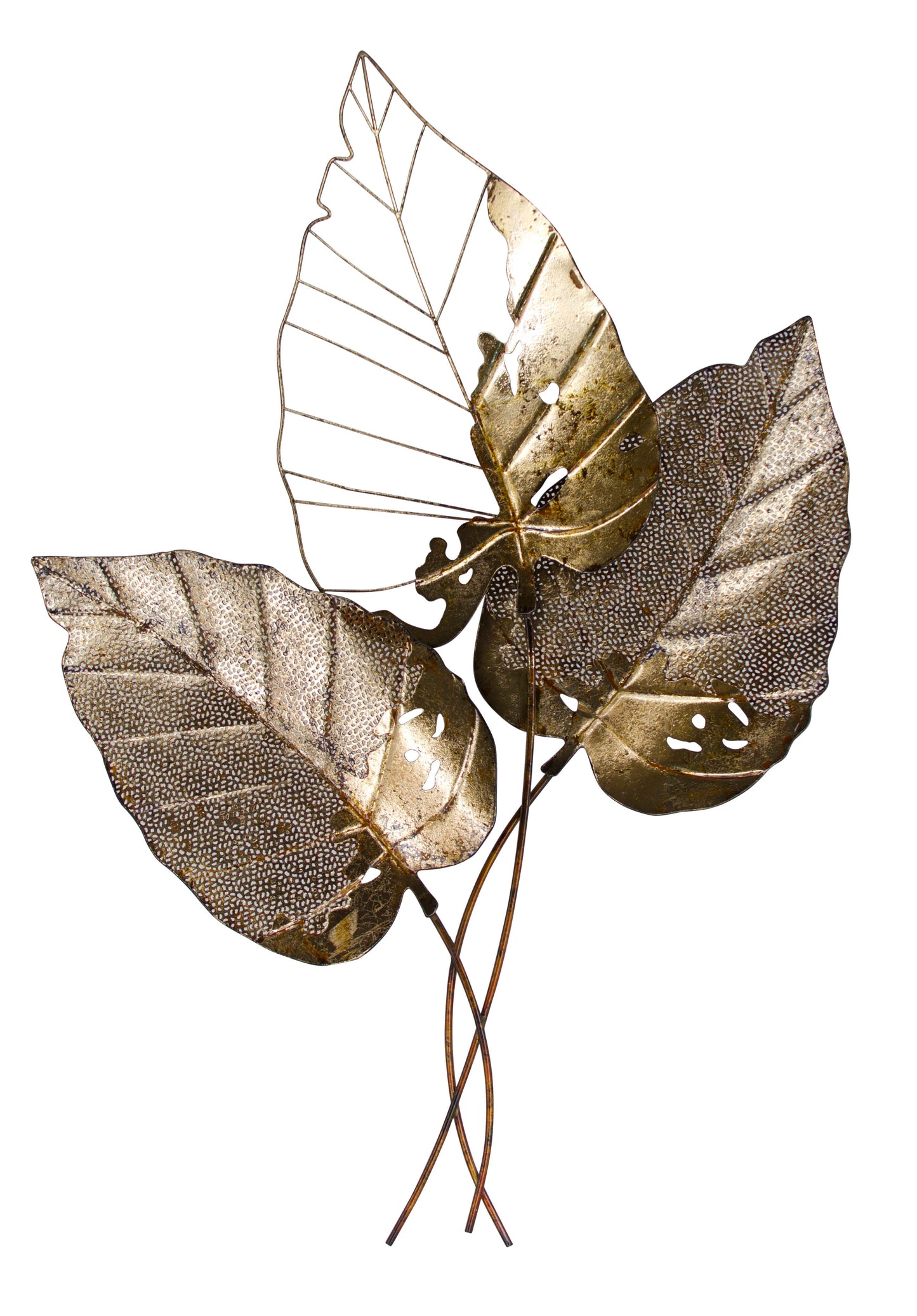 ''3 Tropical Leaves'' Metal Wall Art