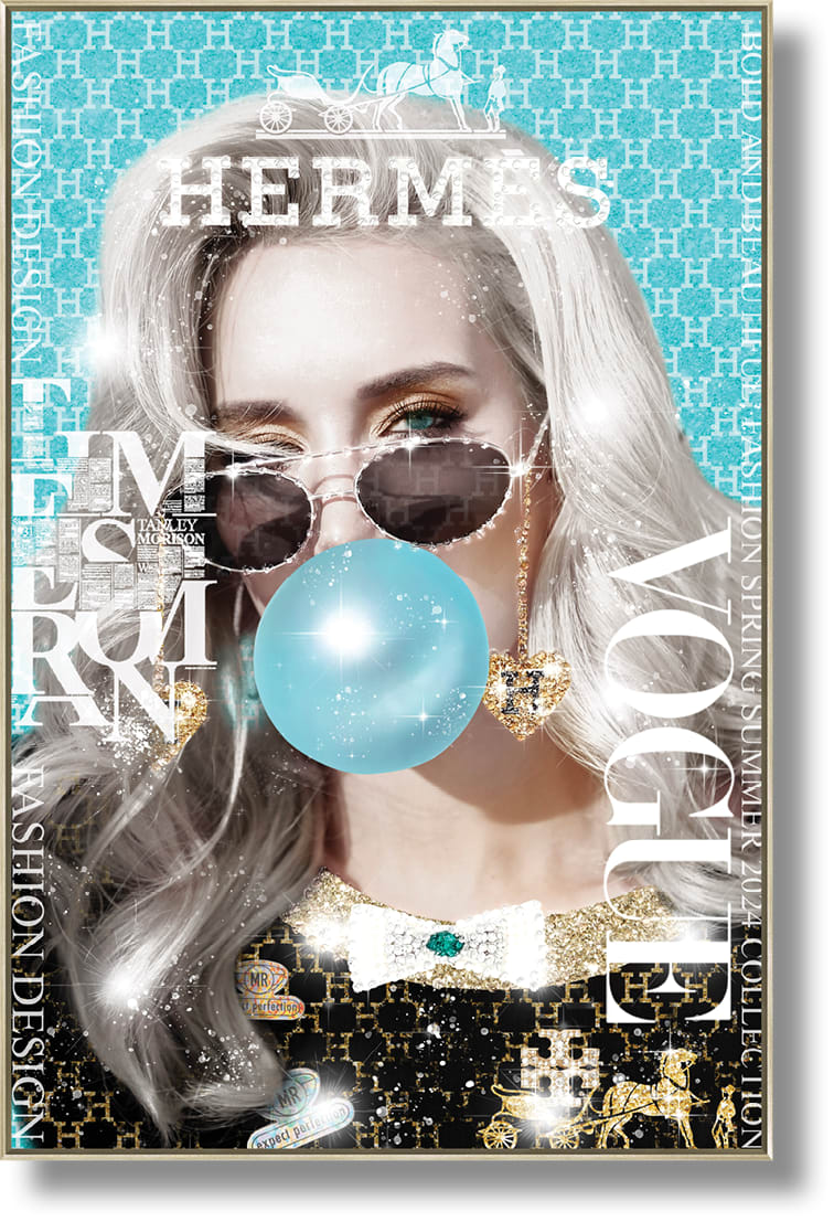 ''Fashion Glam Art Print'' Gloss w/ Foil & Rocks in Frame