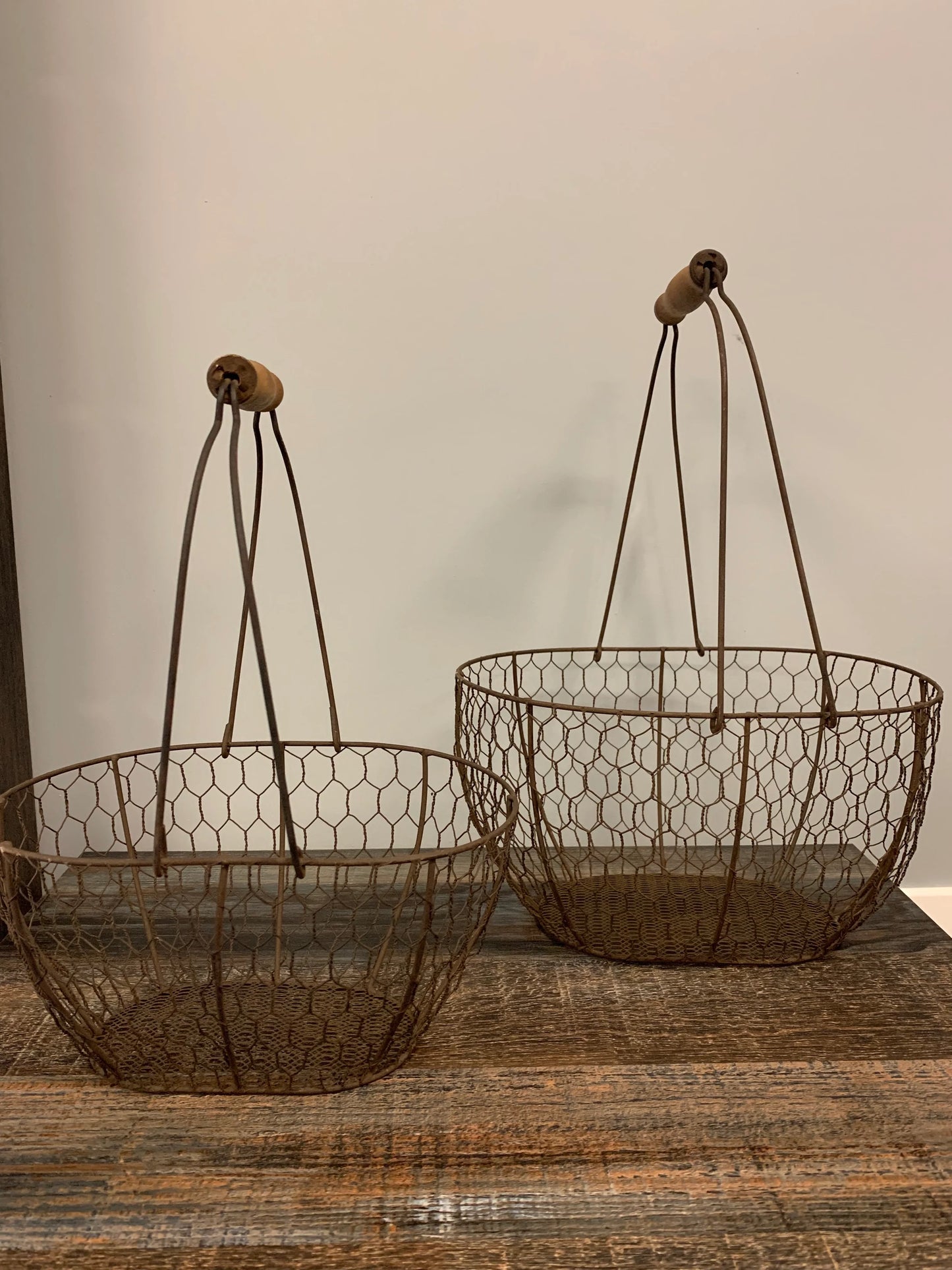 Rustic Wire Accent Baskets Dark Wire & Wood