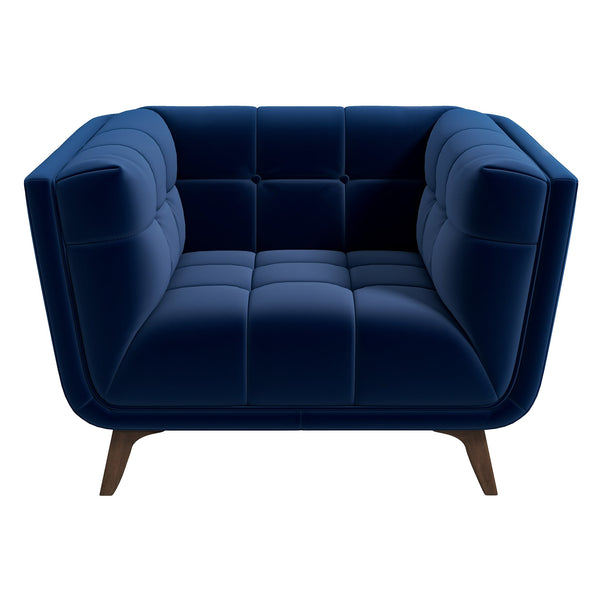 Sillón Addison de terciopelo azul oscuro