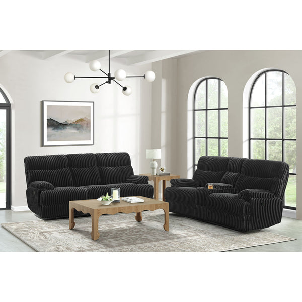Admiral 2Pc Living Room Set In Masis Black-Sofa & Loveseat