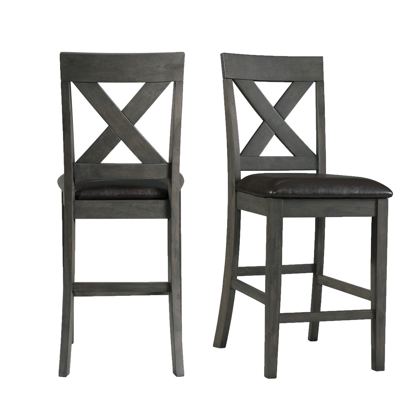 Alex Counter Side Chair W/Black PU Grey (2 Per Pack)