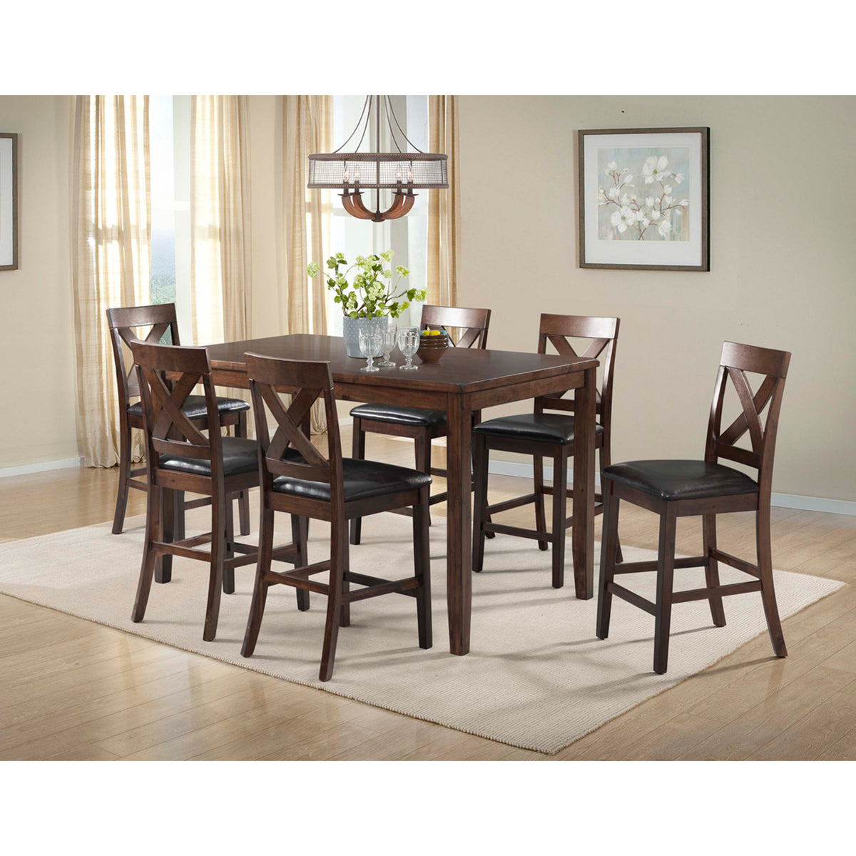 Alex Counter Side Chair W/Brown Pu Espresso (2 Per Pack)