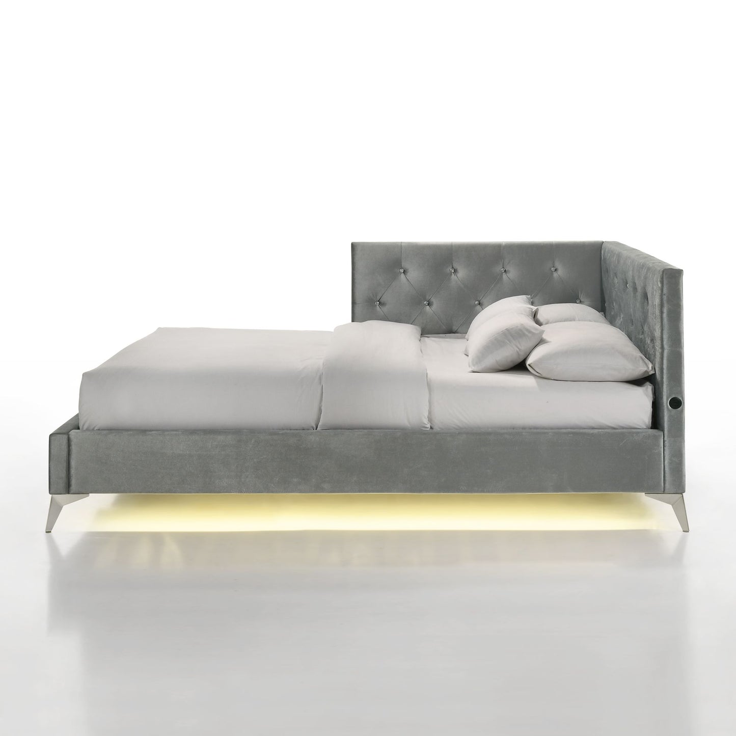 Amberley Full UPH Corner Bed with LED and USB in Grey