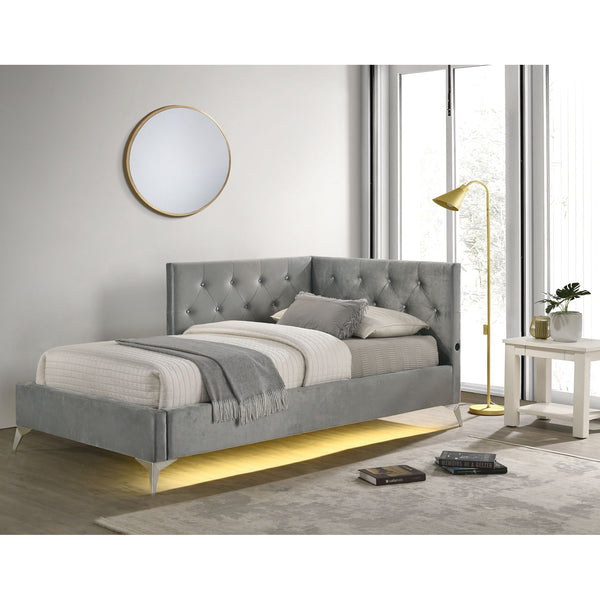 Amberley Twin Uph Corner Bed With Led And Usb In Grey