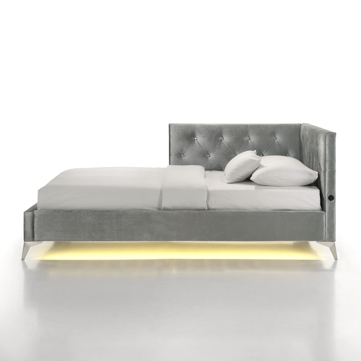 Amberley Twin UPH Corner Bed with LED and USB in Grey