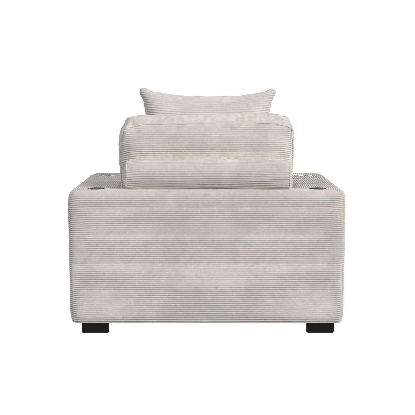 Arizona Chaise with 1 Pillow 20", 2 Cupholders and 2 USB in Steno Beige