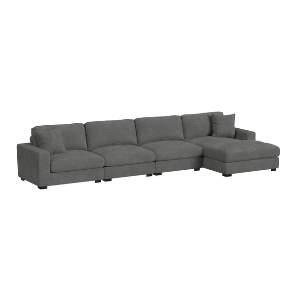 Arizona Modular 4Pc Sectional Set With Rhf Chaise In Steno Charcoal