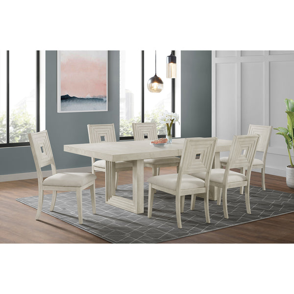 Avalanche 7Pc Standard Height Dining Set In Antique White-Table And Six Chairs