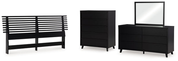 Danziar King Slat Headboard, Dresser, Mirror and Chest