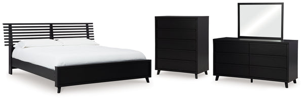 Danziar King Slat Panel Bed, Dresser, Mirror and Chest