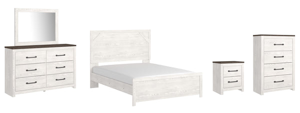 Gerridan Queen Panel Bed with Mirrored Dresser, Chest and Nightstand