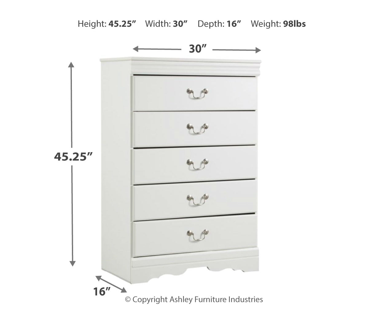 Anarasia Full Sleigh Bed, Dresser, Mirror, Chest and Nightstand