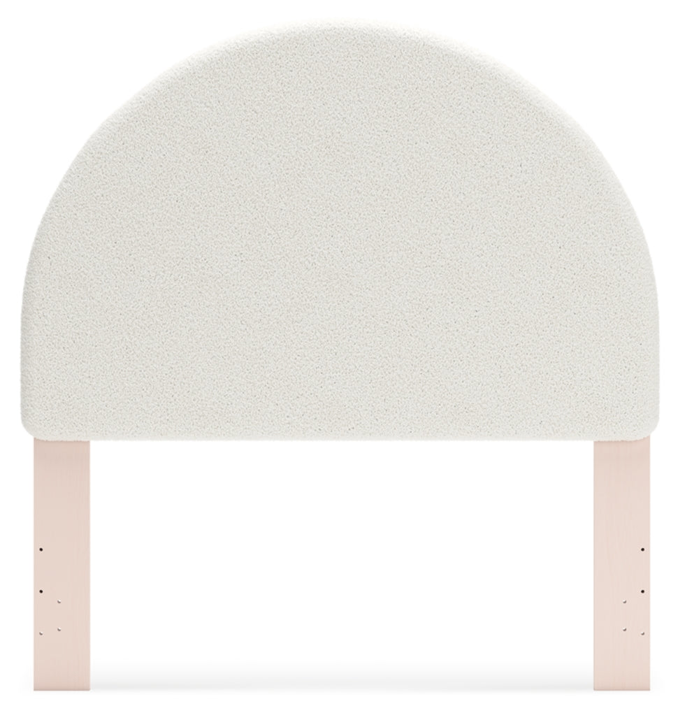 Wistenpine Full Upholstered Panel Headboard with Mirrored Dresser and Chest