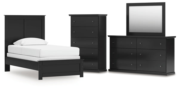 Maribel Twin Panel Bed, Dresser, Mirror and Chest