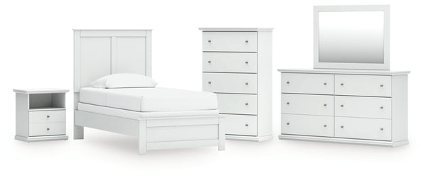 Bostwick Shoals Twin Panel Bed, Dresser, Mirror, Chest and Nightstand
