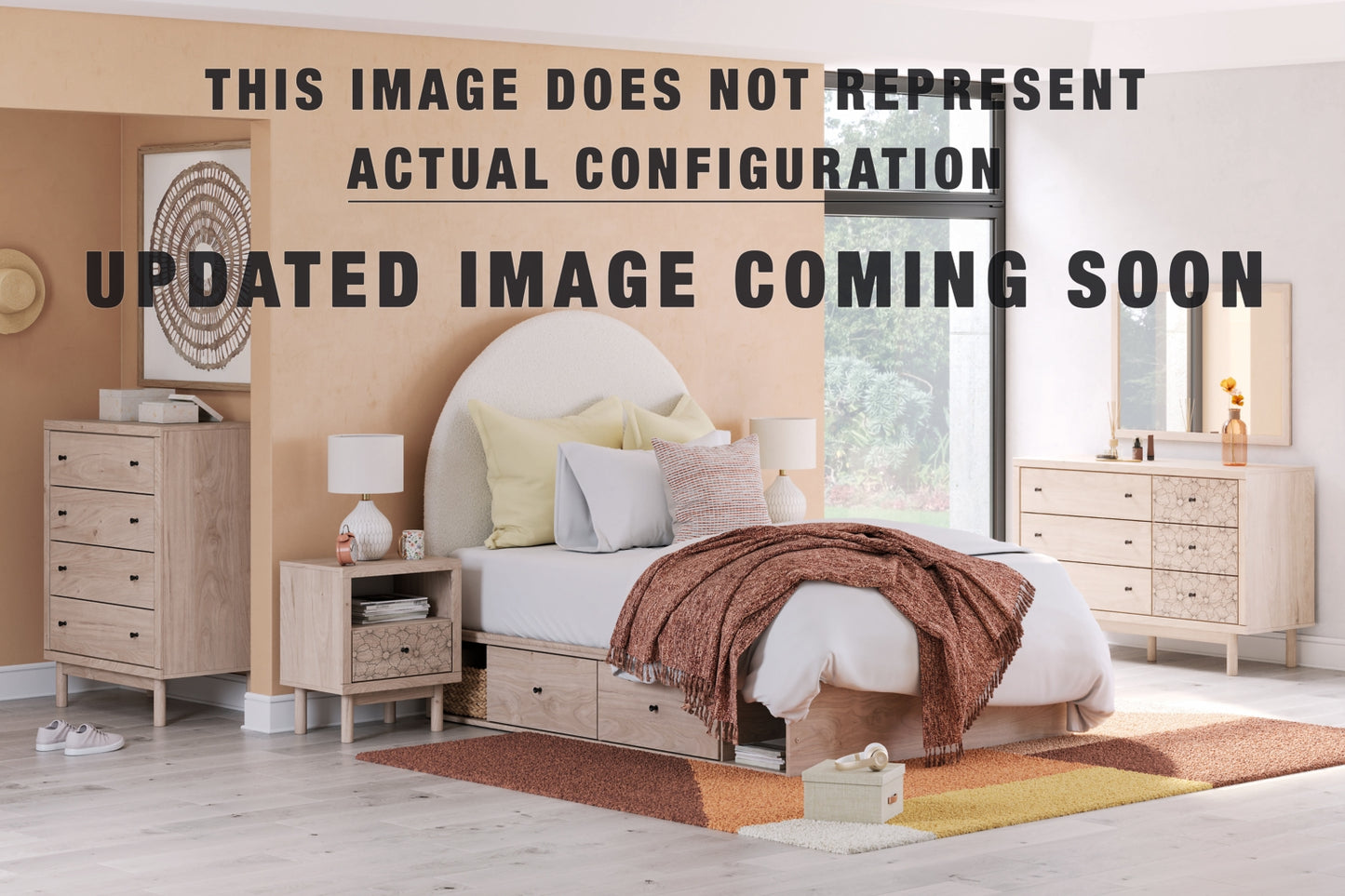 Arloster Full Upholstered Day Bed, Dresser, Mirror and Nightstand