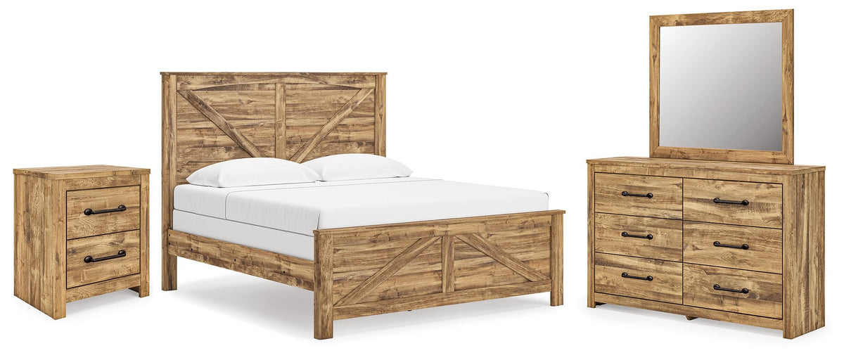 Maystonna Crossbuck Panel Bed. Dresser, Mirror and Nightstand