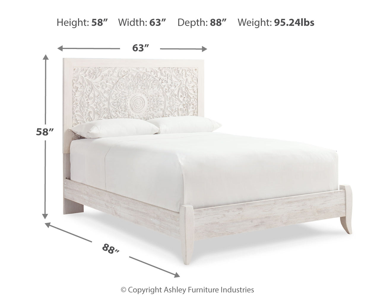 Paxberry Queen Panel Bed with Mirrored Dresser