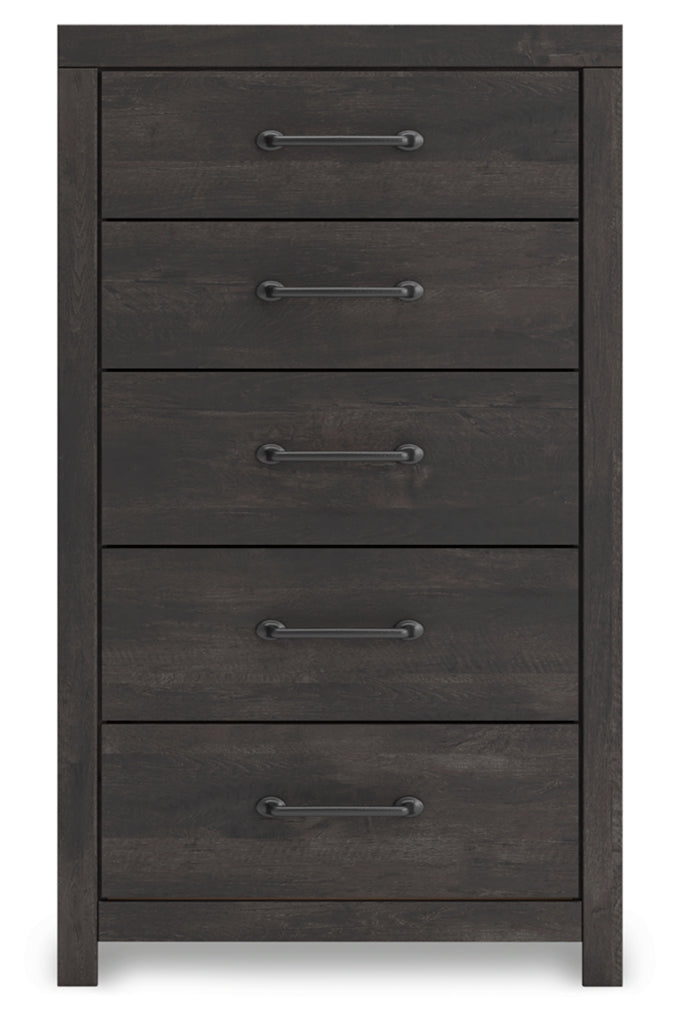 Hollivern Full Panel Bed, Dresser, Mirror and Chest
