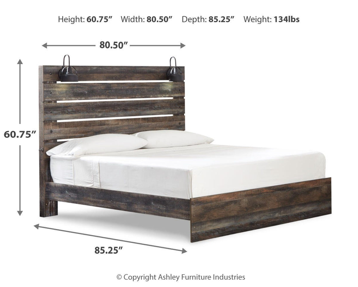 Drystan King Panel Bed with Mirrored Dresser