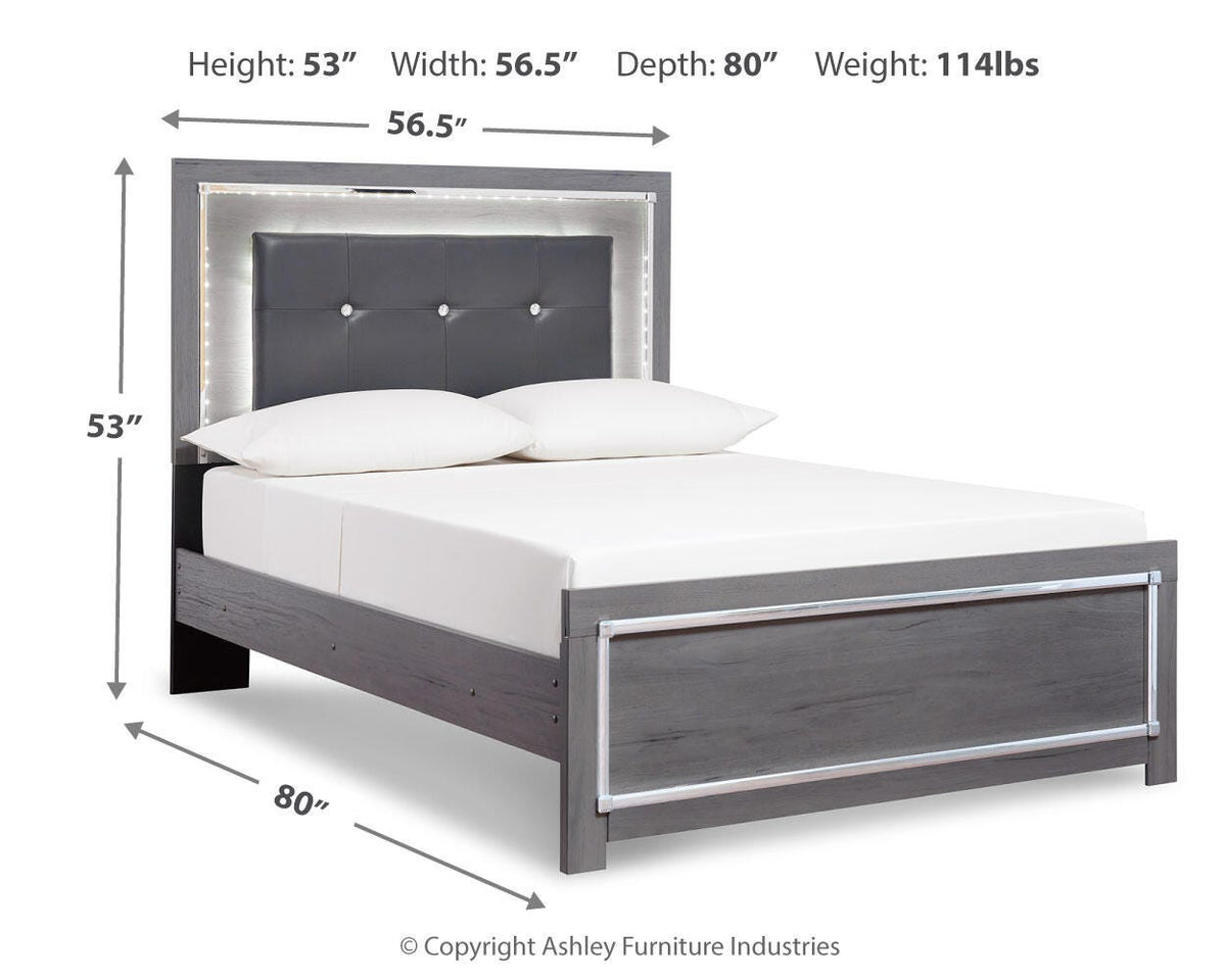 Lodanna Full Panel Bed with Mirrored Dresser