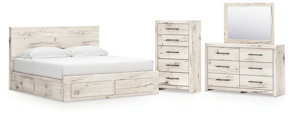 Lawroy King Panel Storage Bed, Dresser, Mirror and Chest