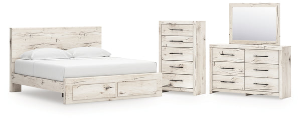 Lawroy King Panel Storage Bed, Dresser, Mirror and Chest