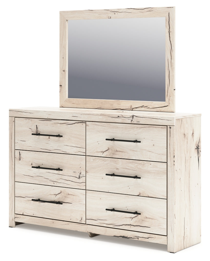 Lawroy King Panel Bed with Storage, Dresser, Mirror and Chest