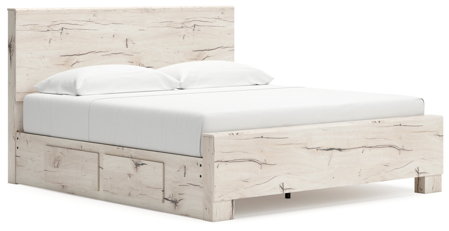 Lawroy King Panel Bed with Storage, Dresser and Mirror