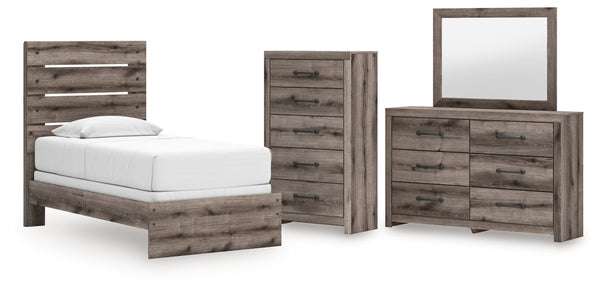 Graystorm Twin Panel Bed, Dresser, Mirror and Chest