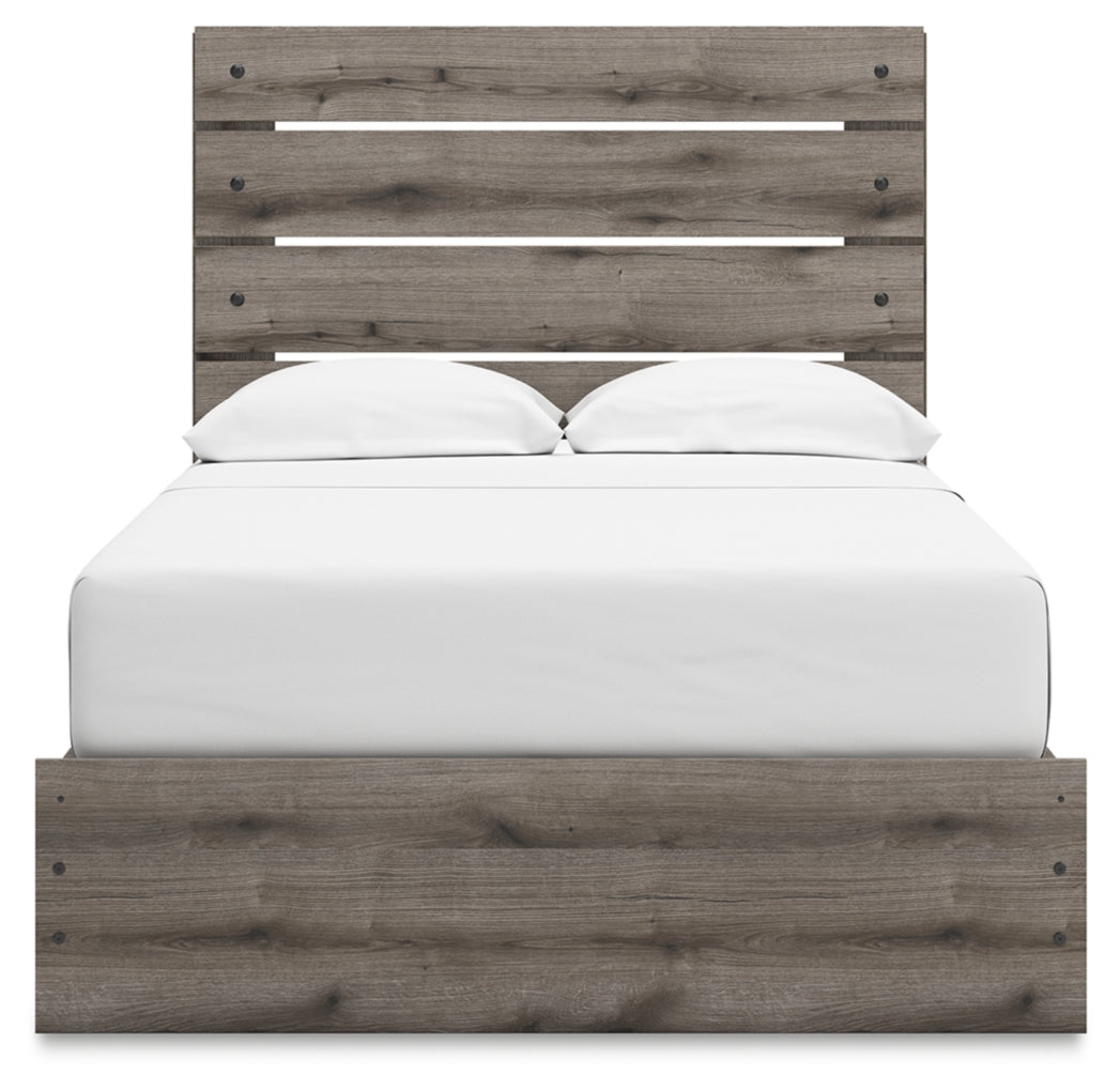Graystorm Full Panel Bed with Storage, Dresser, Mirror and Nightstand