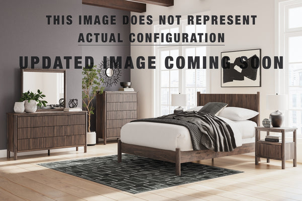 Pamytta Twin Upholstered Panel Bed, Dresser, Mirror and Nightstand