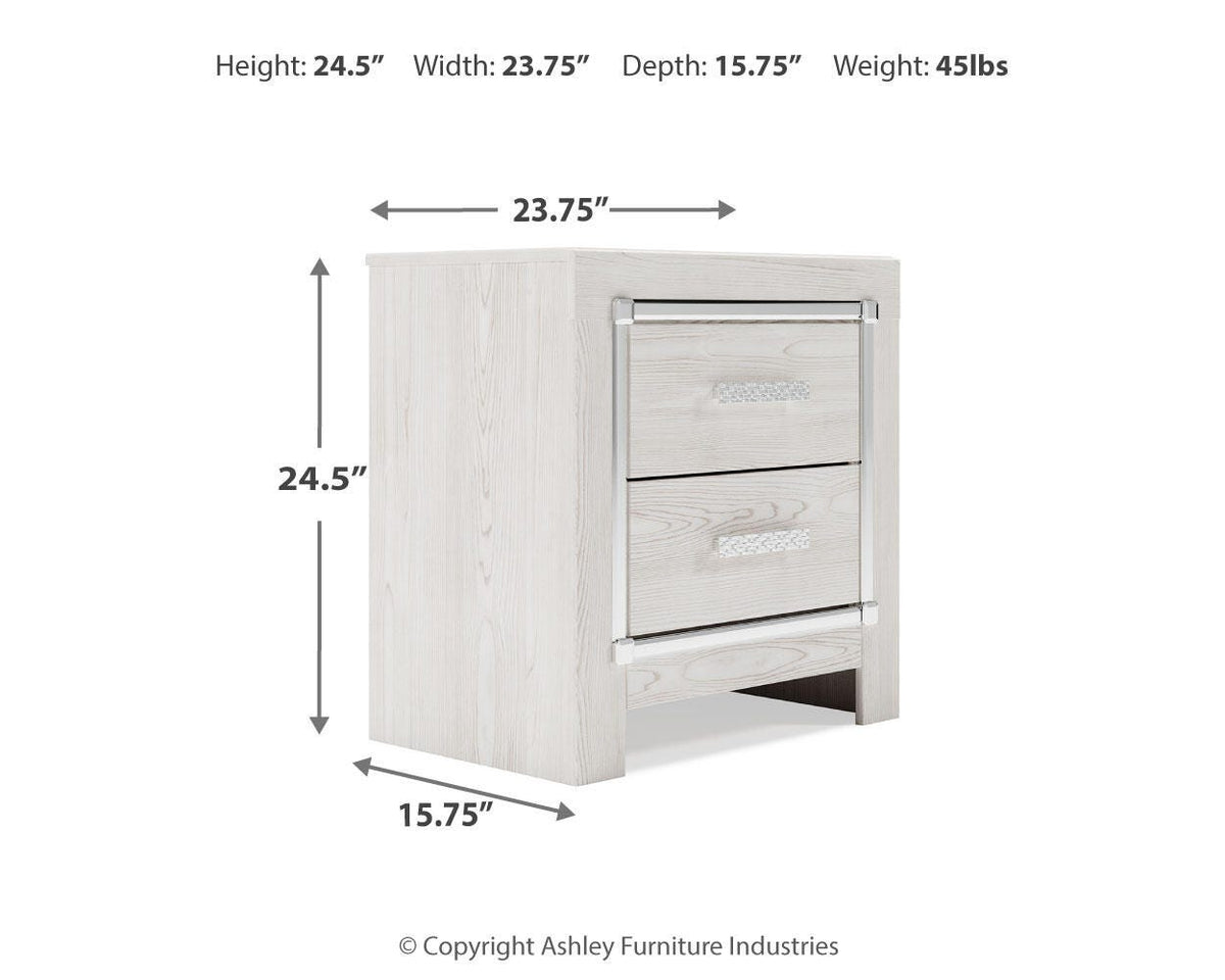 Altyra Queen Upholstered Bookcase Bed with Storage, Dresser, Mirror and Nightstand
