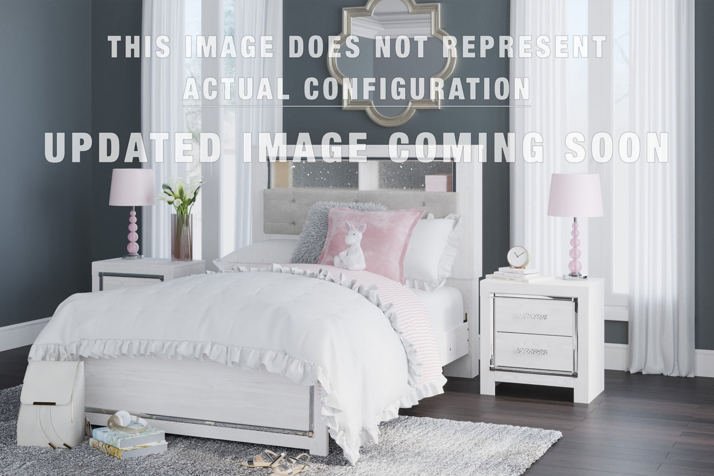 Altyra King Upholstered Storage Bed, Dresser, Mirror and Nightstand