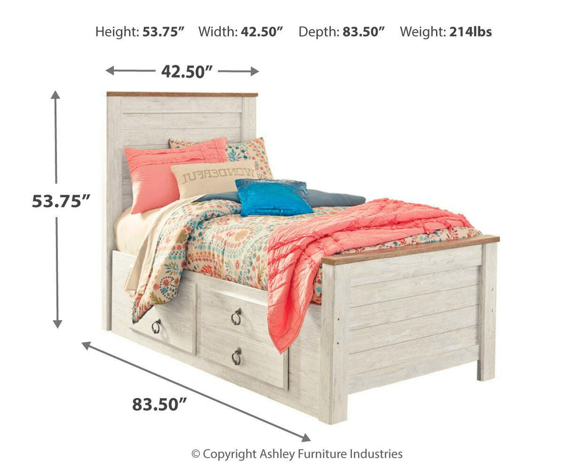 Willowton Twin Panel Bed with 2 Storage Drawers