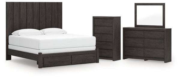Fraluna King Panel Storage Bed, Dresser, Mirror and Chest