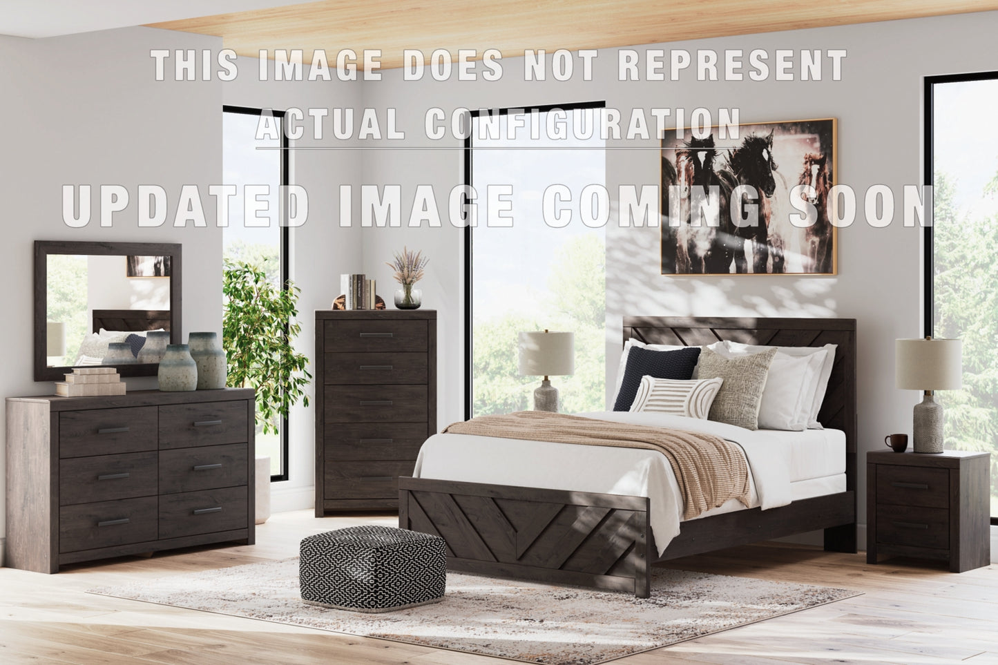 Prendonea King Panel Bed, Dresser, Mirror and Nightstand