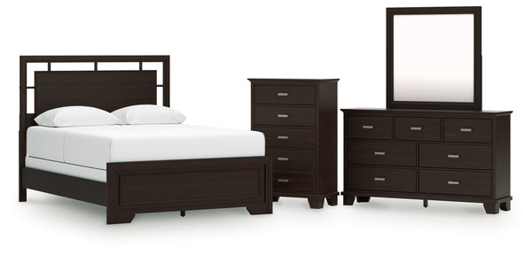 Covetown Queen Panel Bed, Dresser, Mirror and Chest